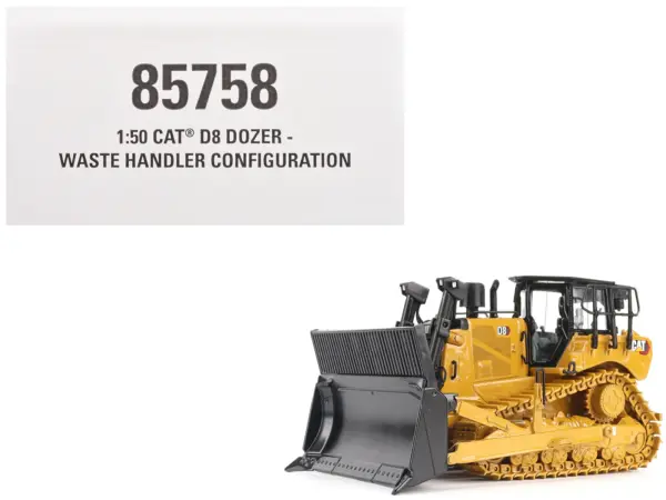 CAT Caterpillar D8 Track-Type Dozer (Waste Handler Configuration) Yellow "High Line" Series 1/50 Diecast Model by Diecast Masters #1