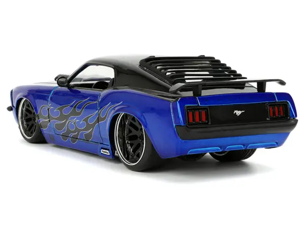 1970 Ford Mustang Boss 429 Black and Blue Metallic with Flames "Bigtime Muscle" Series 1/24 Diecast Model Car by Jada #5