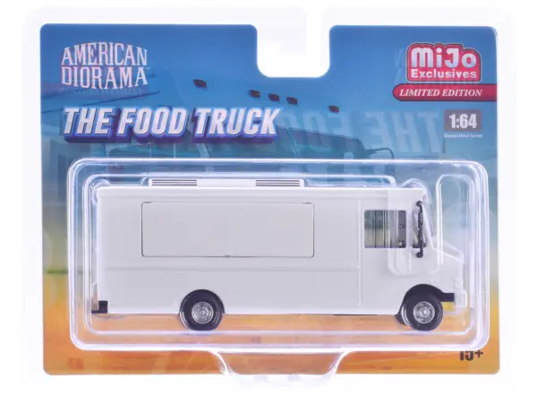 Food Truck Plain White with Graphics 1/64 Diecast Model by American Diorama #1