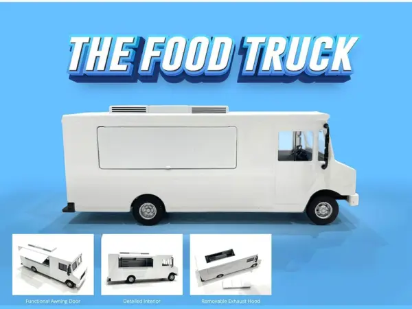 Food Truck Plain White with Graphics 1/64 Diecast Model by American Diorama #2