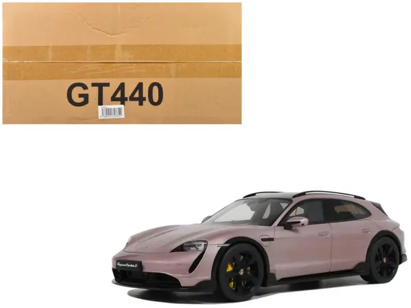 2022 Porsche Taycan Turbo S Cross Turismo Pink Metallic 1/18 Model Car by GT Spirit #1
