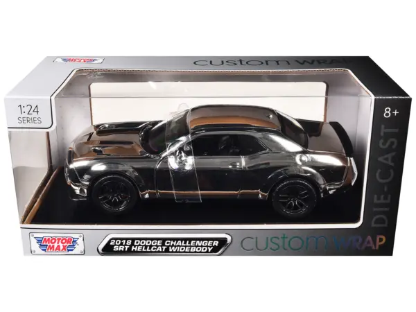 2018 Dodge Challenger SRT Hellcat Widebody Chrome "Custom Wrap" Series 1/24 Diecast Model Car by Motormax #1