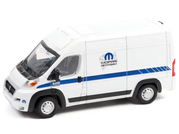 2018 RAM ProMaster 2500 Cargo High Roof Van "MOPAR Performance" White with Blue Stripes 1/43 Diecast Model Car by Greenlight #2