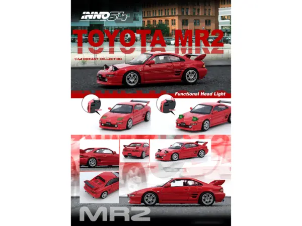 Toyota MR2 (SW20) RHD (Right Hand Drive) Red 1/64 Diecast Model Car by Inno Models #5