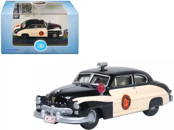 1949 Mercury Monarch Police Black and White "Florida Highway Patrol" 1/87 (HO) Scale Diecast Model Car by Oxford Diecast #1