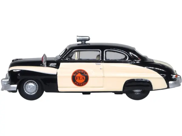 1949 Mercury Monarch Police Black and White "Florida Highway Patrol" 1/87 (HO) Scale Diecast Model Car by Oxford Diecast #2