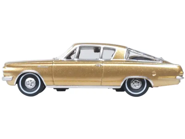 1965 Plymouth Barracuda Gold Metallic with Black Stripes 1/87 (HO) Scale Diecast Model Car by Oxford Diecast #2