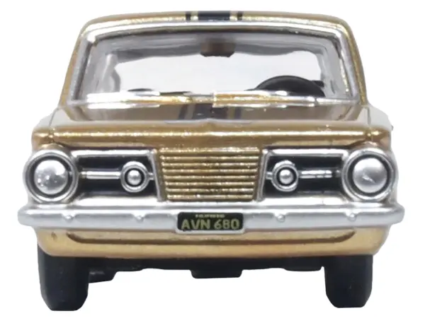 1965 Plymouth Barracuda Gold Metallic with Black Stripes 1/87 (HO) Scale Diecast Model Car by Oxford Diecast #3