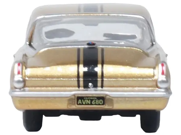 1965 Plymouth Barracuda Gold Metallic with Black Stripes 1/87 (HO) Scale Diecast Model Car by Oxford Diecast #4