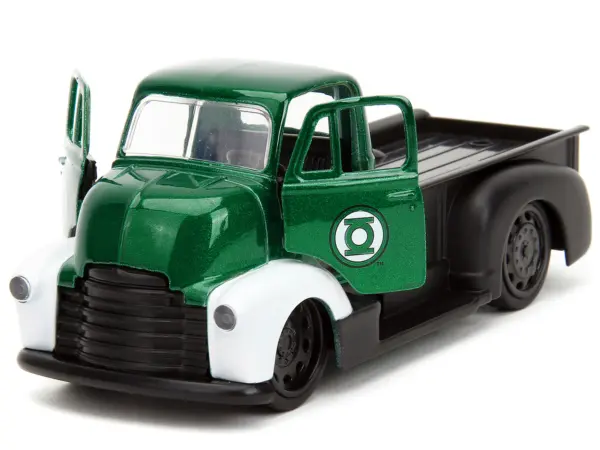 1952 Chevrolet COE Pickup Truck Green Metallic and Black and Green Lantern Diecast Figure "DC Comics" "Hollywood Rides" Series 1/32 Diecast Model Car by Jada #2