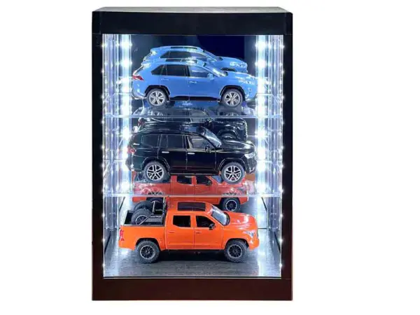 Showcase 3 Tier Display Case with Mirror Back Panel and LED Lights for 1/64-1/18  Scale Models #4