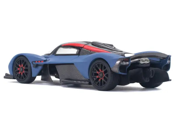 Aston Martin Valkyrie Satin Marina Blue with Carbon Top 1/64 Diecast Model Car by Pop Race #3