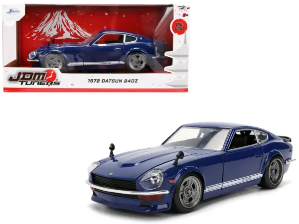 1972 Datsun 240Z Blue with White Stripes "JDM Tuners" Series 1/24 Diecast Model Car by Jada #1