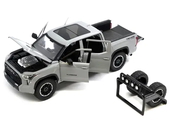 2023 Toyota Tundra TRD 4x4 Pickup Truck Cement Gray with Sunroof and Wheel Rack 1/24 Diecast Model Car #2
