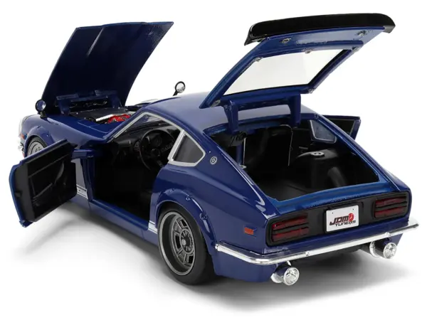 1972 Datsun 240Z Blue with White Stripes "JDM Tuners" Series 1/24 Diecast Model Car by Jada #4