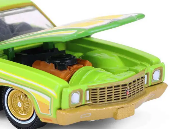 1970 Chevrolet Monte Carlo Lowrider "Michael Heralda Special Edition" Lime Green with Graphics "Hobby Exclusive" Series 1/64 Diecast Model Car by Greenlight #2
