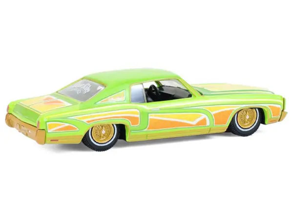 1970 Chevrolet Monte Carlo Lowrider "Michael Heralda Special Edition" Lime Green with Graphics "Hobby Exclusive" Series 1/64 Diecast Model Car by Greenlight #4