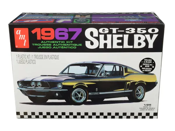 Skill 2 Model Kit 1967 Ford Mustang Shelby GT350 Black 1/25 Scale Model by AMT #1