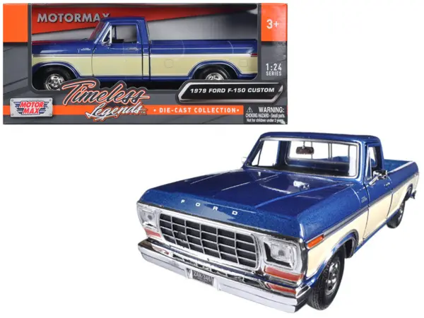 1979 Ford F-150 Pickup Truck 2 Tone Blue/Cream 1/24 Diecast Model Car by Motormax #1