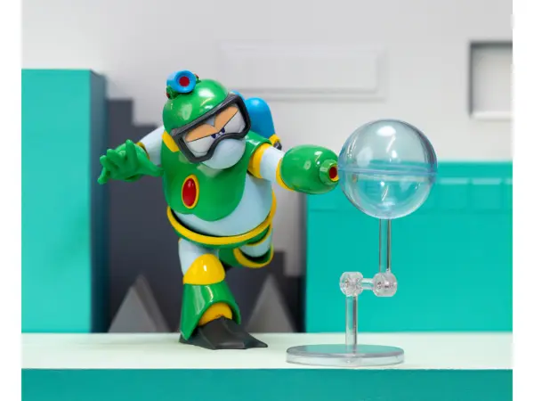 Bubble Man 5" Moveable Figure (Deluxe Version) with Accessories and Alternate Head and Hands "Mega Man" (1987) Video Game Model by Jada #3