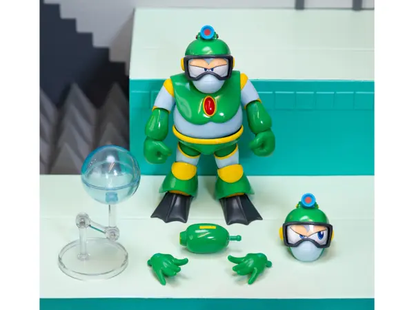Bubble Man 5" Moveable Figure (Deluxe Version) with Accessories and Alternate Head and Hands "Mega Man" (1987) Video Game Model by Jada #5
