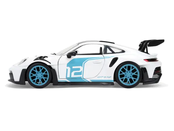Porsche 911 GT3 RS (992) #12 White with Blue Stripes and Carbon Top "Hyper-Spec" Series 1/24 Diecast Model Car by Jada #3