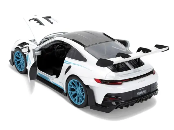 Porsche 911 GT3 RS (992) #12 White with Blue Stripes and Carbon Top "Hyper-Spec" Series 1/24 Diecast Model Car by Jada #4