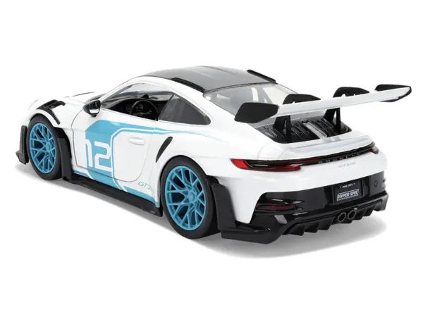 Porsche 911 GT3 RS (992) #12 White with Blue Stripes and Carbon Top "Hyper-Spec" Series 1/24 Diecast Model Car by Jada #5