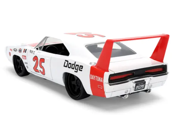 1969 Dodge Charger Daytona #25 White with Red Stripes "Bigtime Muscle" Series 1/24 Diecast Model Car by Jada #5