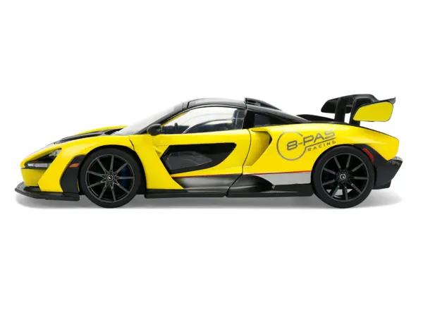 McLaren Senna "8-PAS Racing" Yellow Metallic with Black Top "Hyper-Spec" Series 1/24 Diecast Model Car by Jada #3