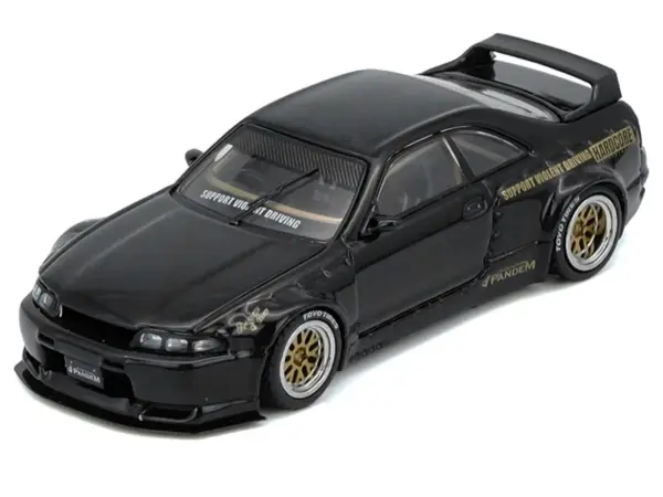 Nissan Skyline GT-R (BCNR33) RHD (Right Hand Drive) "Pandem - Rocket Bunny" Black 1/64 Diecast Model Car by Inno Models #2