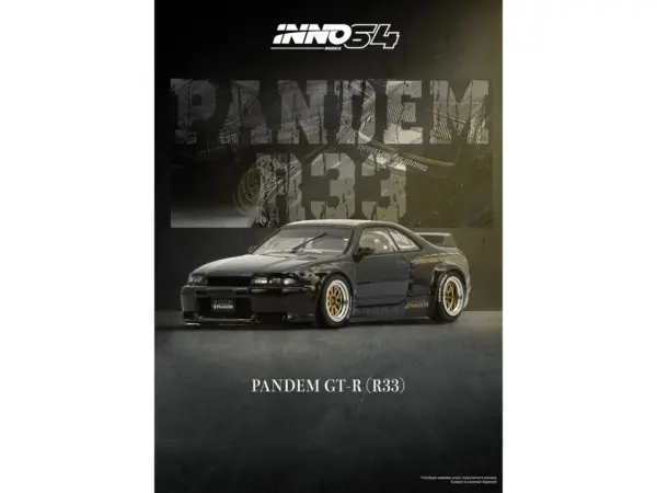 Nissan Skyline GT-R (BCNR33) RHD (Right Hand Drive) "Pandem - Rocket Bunny" Black 1/64 Diecast Model Car by Inno Models #4