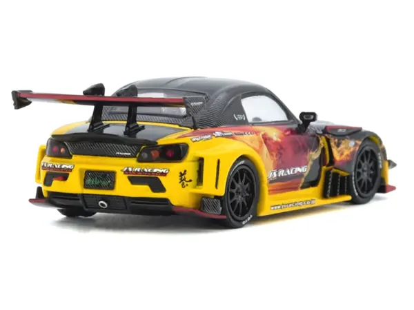 Honda S2000 (AP1) RHD (Right Hand Drive) "J's Racing - Maou" Yellow with Carbon Top with Graphics 1/64 Diecast Model Car by Inno Models #4