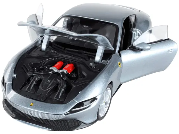 Ferrari Roma Gray Metallic "Race + Play" Series 1/24 Diecast Model Car by Bburago #2