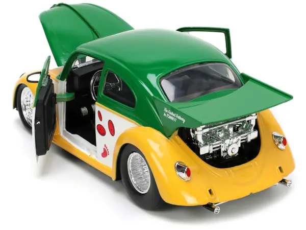 1959 Volkswagen Drag Beetle Green and Yellow and Michelangelo Diecast Figure "Teenage Mutant Ninja Turtles" "Hollywood Rides" Series 1/24 Diecast Model Car by Jada #4