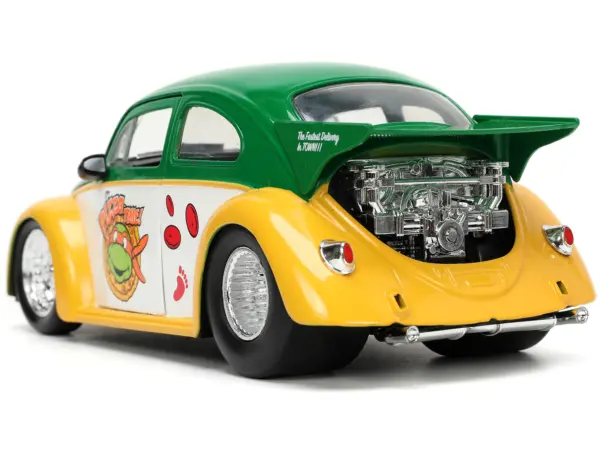 1959 Volkswagen Drag Beetle Green and Yellow and Michelangelo Diecast Figure "Teenage Mutant Ninja Turtles" "Hollywood Rides" Series 1/24 Diecast Model Car by Jada #5