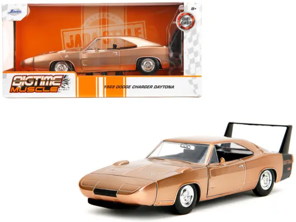 1969 Dodge Charger Daytona Bronze Metallic with Black Tail Stripe "Bigtime Muscle" Series 1/24 Diecast Model Car by Jada #1