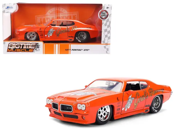 1971 Pontiac GTO "Goat's Revenge" Orange with Graphics "Bigtime Muscle" Series 1/24 Diecast Model Car by Jada #1