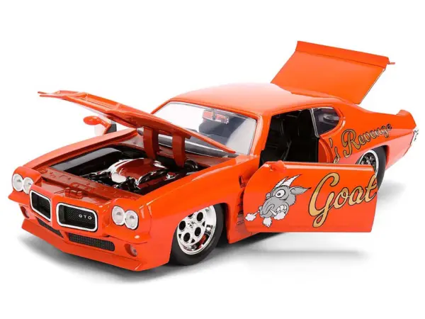 1971 Pontiac GTO "Goat's Revenge" Orange with Graphics "Bigtime Muscle" Series 1/24 Diecast Model Car by Jada #2