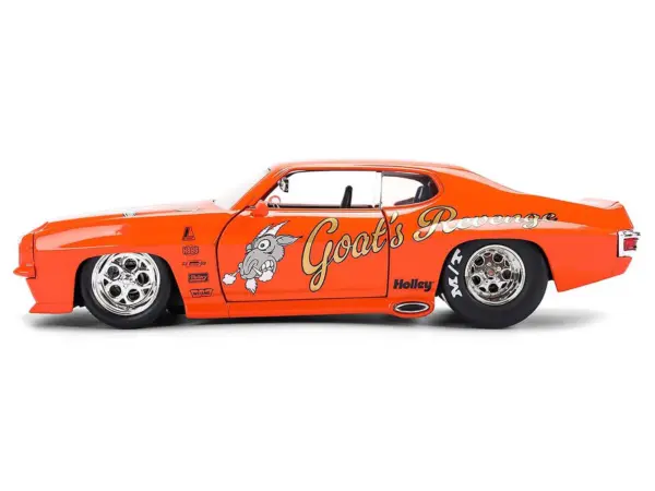 1971 Pontiac GTO "Goat's Revenge" Orange with Graphics "Bigtime Muscle" Series 1/24 Diecast Model Car by Jada #3