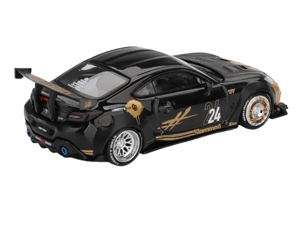 Toyota GR86 "LB-Nation - Liberty Walk" #24 Black with Carbon Hood and Gold Graphics Limited Edition 1/64 Diecast Model Car by Mini GT #3