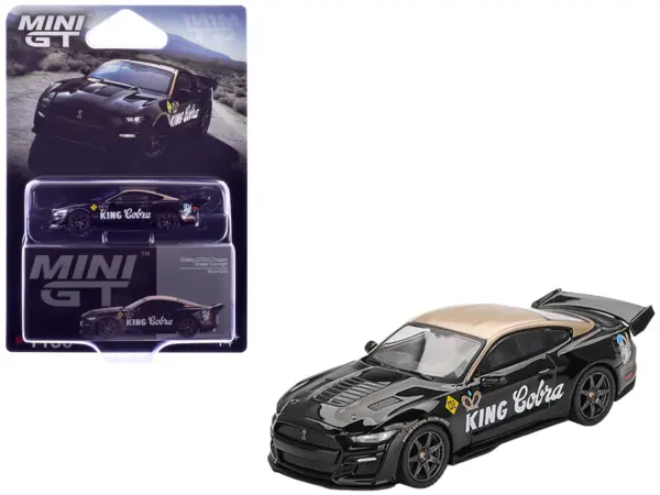 Shelby GT500 Dragon Snake Concept "King Cobra" Black with Gold Metallic Top Limited Edition 1/64 Diecast Model Car by Mini GT #1