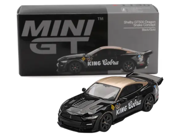 Shelby GT500 Dragon Snake Concept "King Cobra" Black with Gold Metallic Top Limited Edition 1/64 Diecast Model Car by Mini GT #4