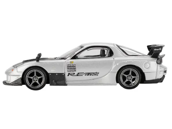 Mazda RX-7 RE-Amemiya Silver Metallic with Matt Black Hood Limited Edition 1/64 Diecast Model Car by Mini GT #3