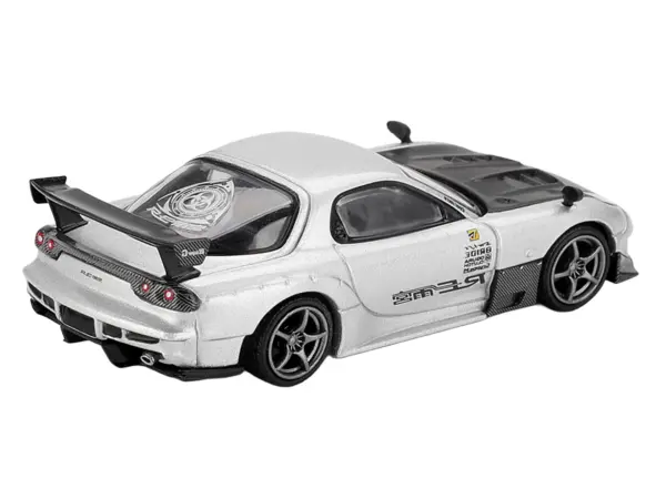 Mazda RX-7 RE-Amemiya Silver Metallic with Matt Black Hood Limited Edition 1/64 Diecast Model Car by Mini GT #4