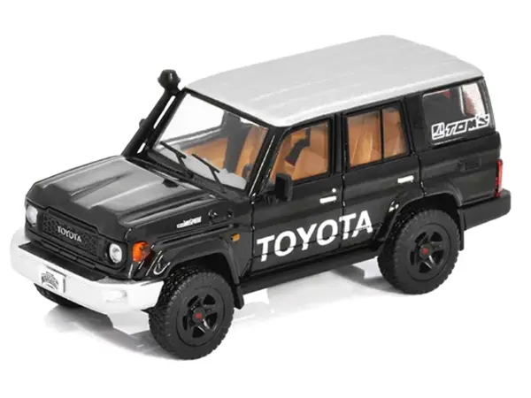 Toyota Land Cruiser (J76) Black with Silver Metallic Top 1/64 Diecast Model Car by GCD #2