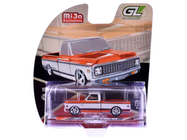 1972 Chevrolet C-10 Short Bed Pickup Truck Orange and White "Mijo Exclusives" Series 1/64 Diecast Model Car by Greenlight #3