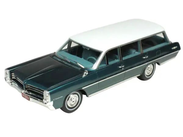 1964 Pontiac Safari Gulfstream Aqua Metallic with White Top and Blue Interior Limited Edition to 200 pieces Worldwide 1/43 Model Car by Goldvarg Collection #2