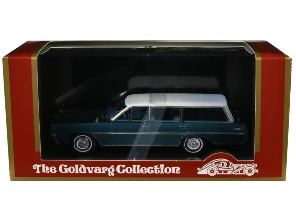 1964 Pontiac Safari Gulfstream Aqua Metallic with White Top and Blue Interior Limited Edition to 200 pieces Worldwide 1/43 Model Car by Goldvarg Collection #3