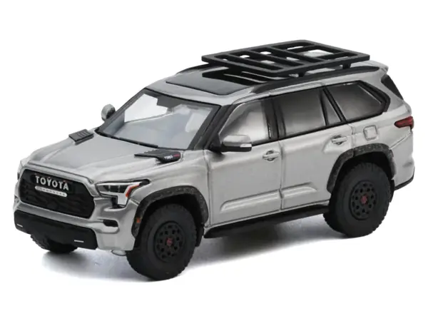 Toyota Sequoia TRD PRO Silver Metallic with Roof Rack 1/64 Diecast Model Car by GCD #2